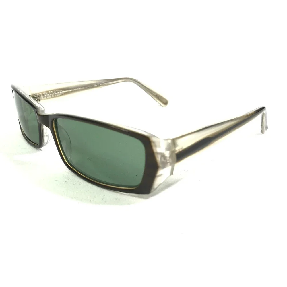 Carmen Marc Valvo Sunglasses Mischa Olive Pearl Brown Green Rectangular Frames